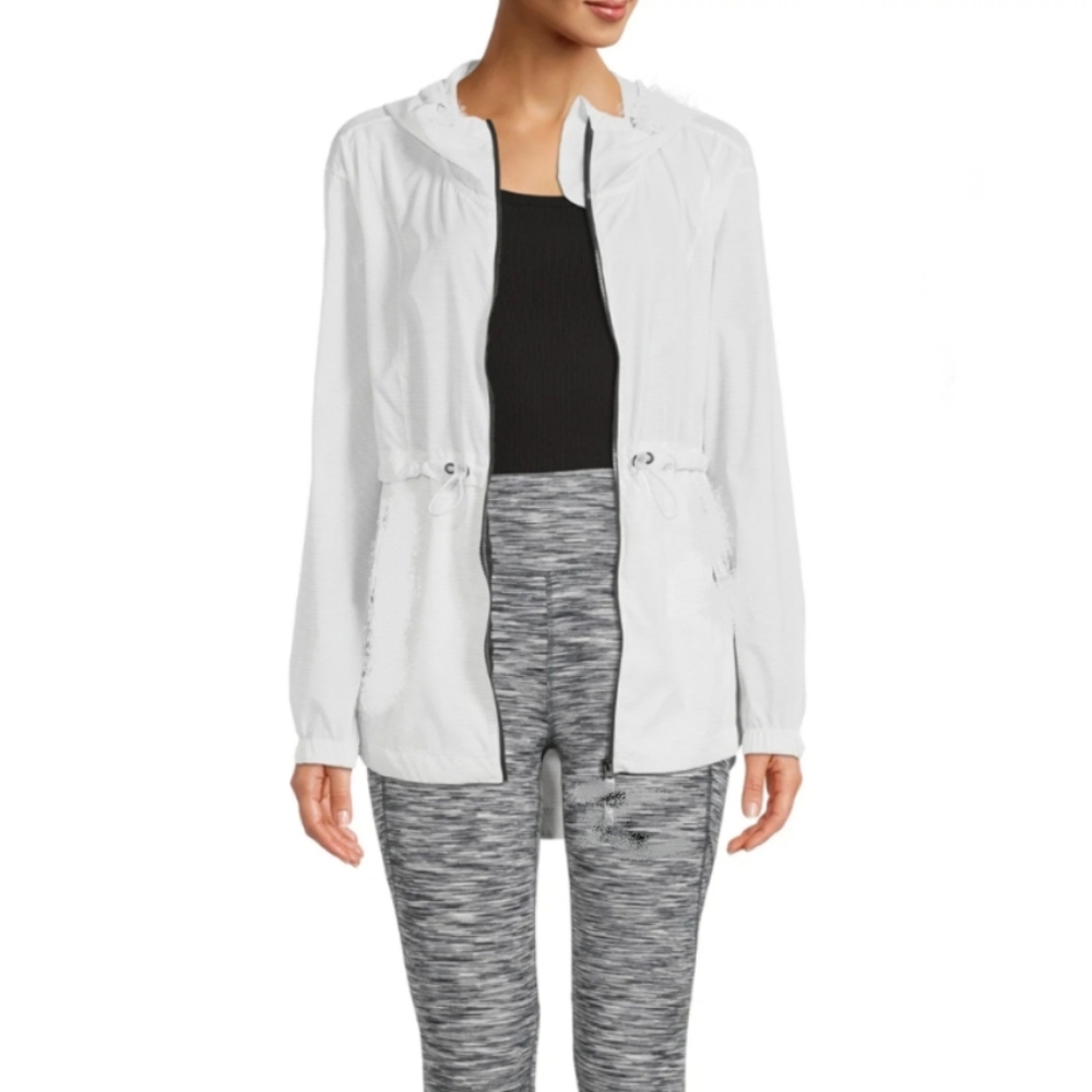 NWT NINE WEST ACTIVE ZIP FRONT VELOUR JACKET IN LIGHT GREY SIZE 3X $68